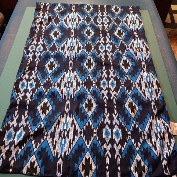 Canyon Sky Southwestern Pattern Blue/Black Scarf Grandmacore Cottagecore - Picture 1 of 6